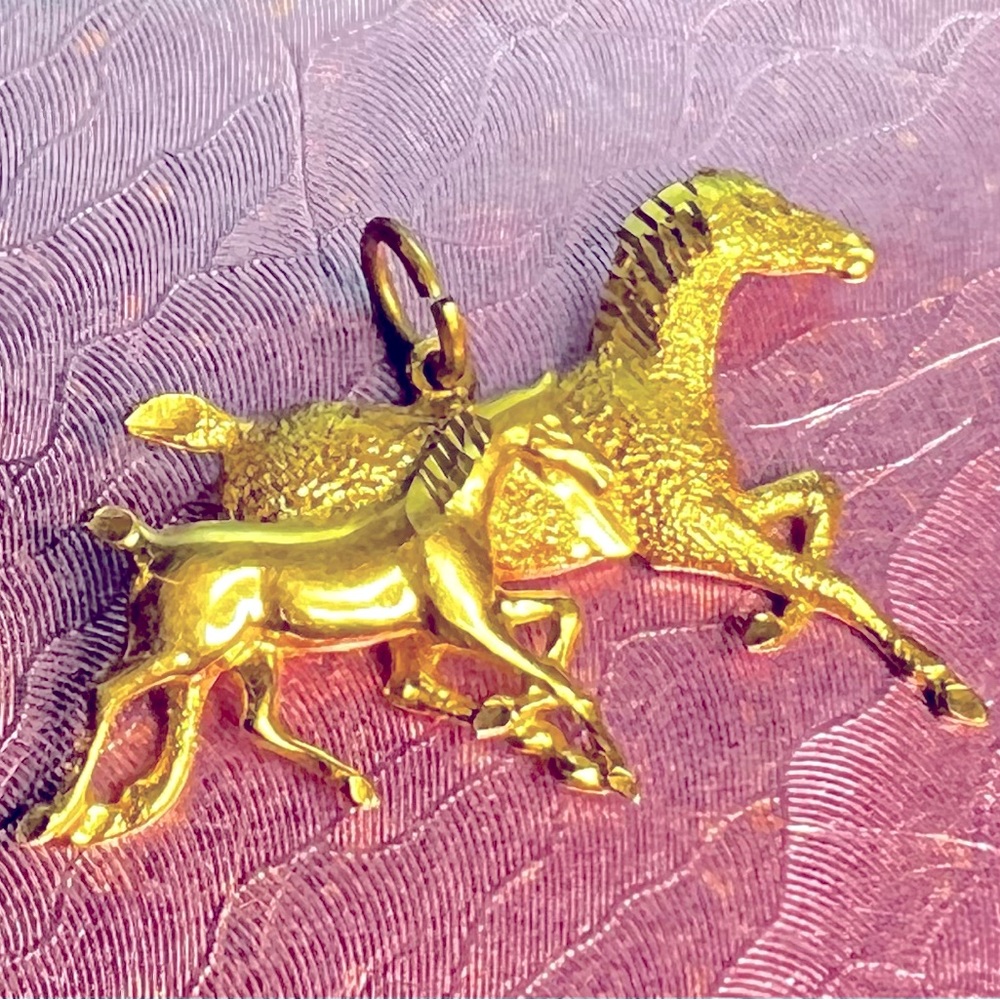 14K Gold Horse & Pony Pendant